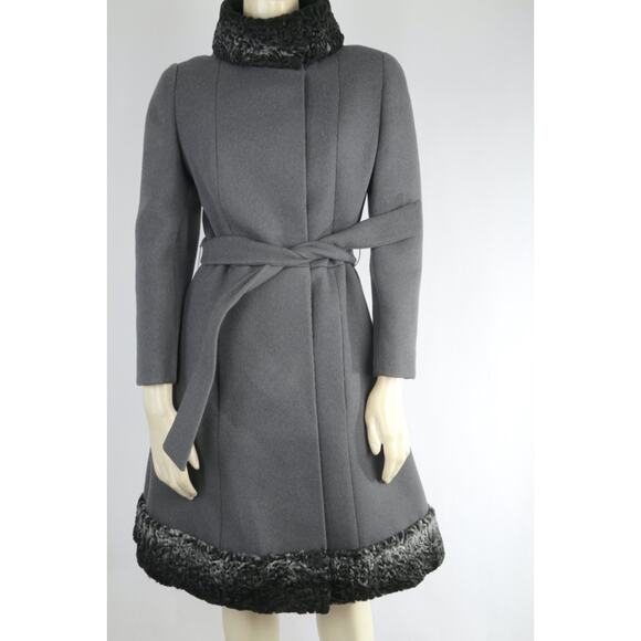 Vintage Lepshire Gray Mongolian Fur Belted Coat Jacket Women’s Size S Luxury - Picture 10 of 15